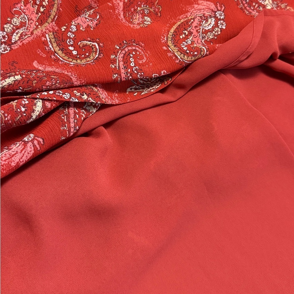 Y2K Red Orange Paisley Printed Maxi Skirt Country Prairie Western Cottagecore - Picture 6 of 6
